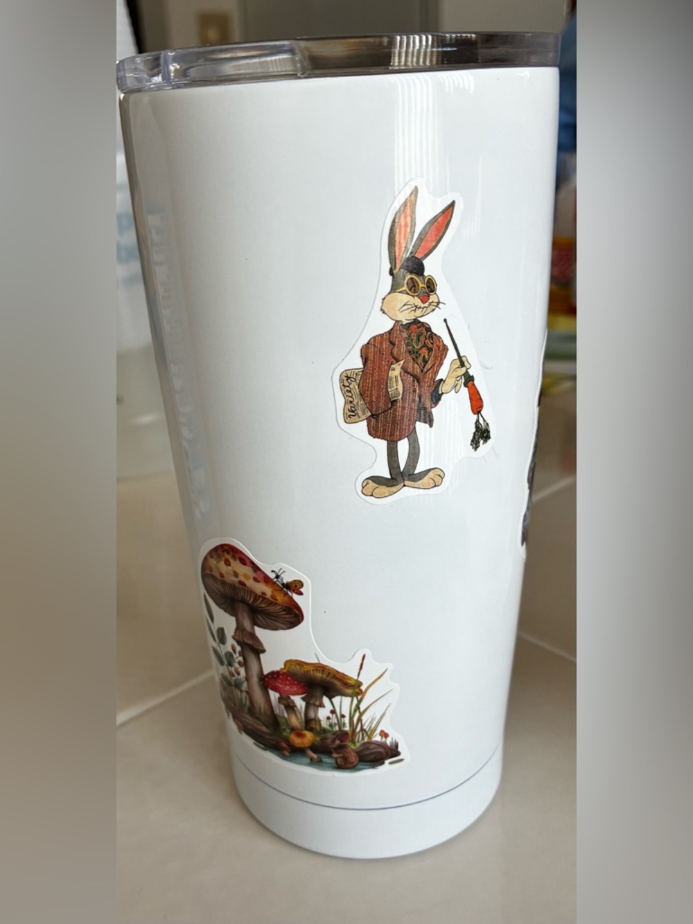 4/$15 ❤️ Tumbler with Mushroom Design with Vintage style Waterproof Stickers
